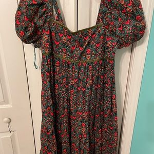 Free People Puff Sleeved Midi Dress